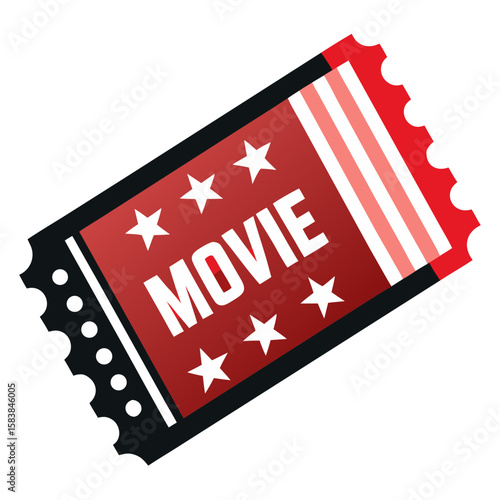 Movie ticket with stars and stripes in red and black design  