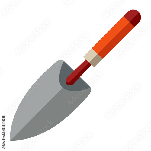 Gardening trowel with red handle and stainless steel blade  