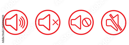 Mute speaker volume off audio silence icon. Mute sound icon vector set. speaker icon set. sound level. silent signs. Volume symbol. EPS 10