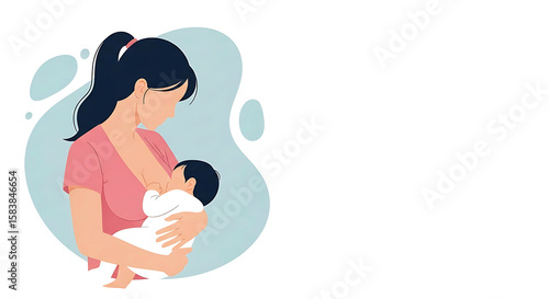 Mother breastfeeding baby nurturing love
