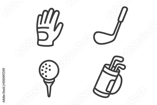 Golfing equipment including glove, club, tee, and bag ready for a day on the course in the afternoon