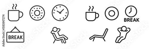 Relaxation time with coffee and snacks during a work break in an office setting
