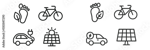 Sustainable symbols represent eco-friendly transportation and renewable energy solutions in modern society