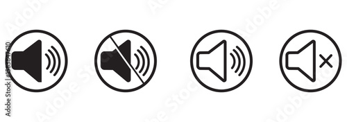 Sound off icon set. Simple sound volume and audio mute mark symbol design illustration. Volume icon set. EPS 10