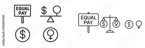Equal pay awareness campaign highlighting the gender pay gap through visual representation of income balance