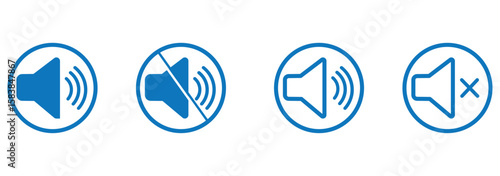 Sound off icon set. Simple sound volume and audio mute mark symbol design illustration. Volume icon set. EPS 10