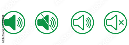Sound off icon set. Simple sound volume and audio mute mark symbol design illustration. Volume icon set. EPS 10