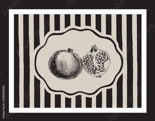 Vintage botanical fruit garden poster vector illustration wall art print fruits art print