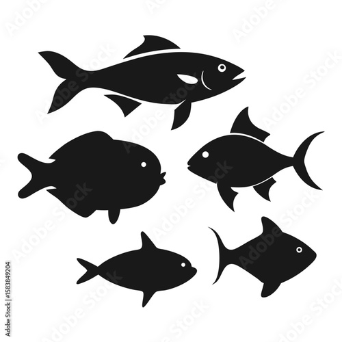 6 Fish Silhouette Vector Illustrations