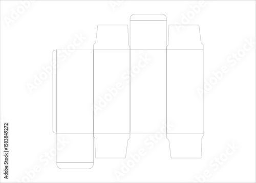 Rectangular box template with fold lines packaging