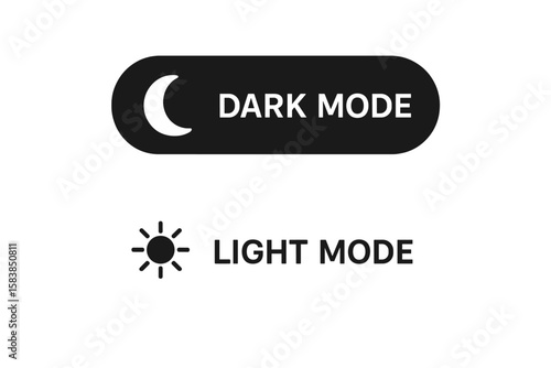 Dark Mode and Light Mode Toggle Switch Vector. Black and White Day Night UI Buttons. Sun and Moon Icon for App, User Interface, UX, Website, Mobile Design. Transparent Switch Symbol Set.