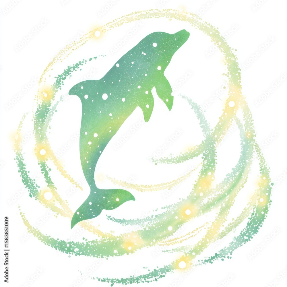 Obraz premium Dolphin in swirling ethereal light