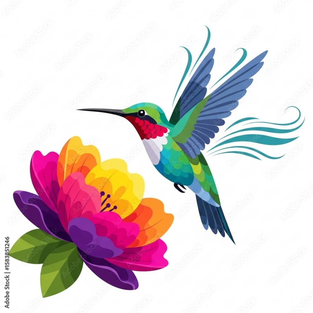 Fototapeta premium hummingbird and flower