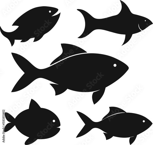 6 Fish Silhouette Vector Illustrations