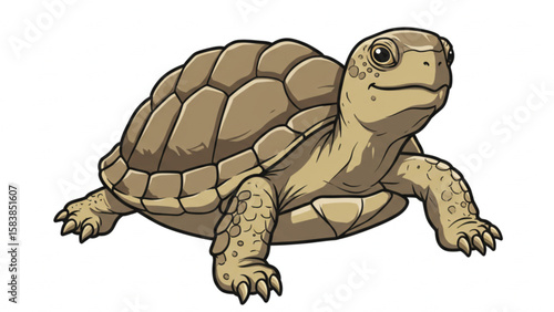 Depicts a detailed turtle graphic, perfect for adding charm to nature-themed designs and branding elements.