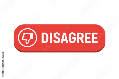 Disagree vector web button, UI button with action symbolizing disagreement, refusal or negative response, modern digital interface element, transparent PNG and vector illustration