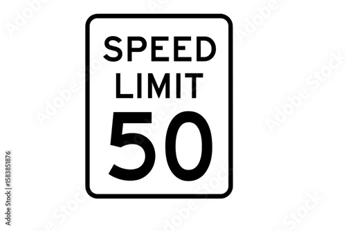 Printable traffic sign vector illustration of driving speed limit set sign, transparent background, road safety symbol, regulatory speed control icon design for transport and traffic management