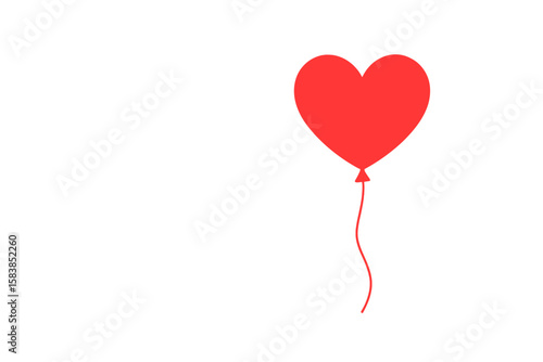 Romantic Pink Background with Red Heart-Shaped Balloon and Soft Cloud, Simple Love Theme with Blank Space, Vector Illustration, Transparent PNG