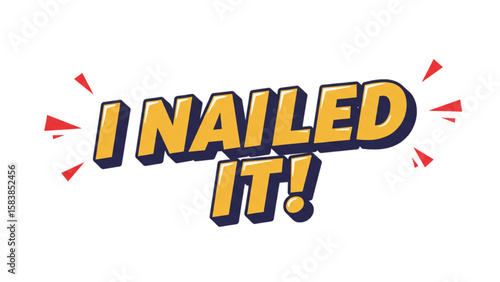 Graphic design with the phrase I Nailed It, perfect for expressing accomplishment and achievement in presentations, posters, or motivational content.