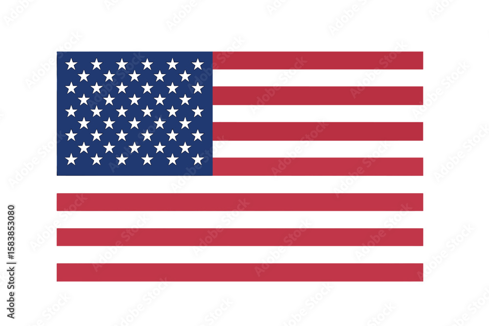 Naklejka premium United States of America Flag Vector, Official Proportions, Accurate Colors, Transparent Background, Patriotic Symbol, High-Resolution PNG and Vector Illustration