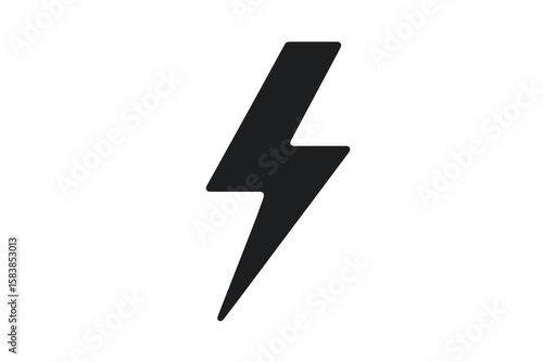 Thunderbolt lightning bolt flat icon. Simple black pictogram on a white background. Flash symbol of power, energy, electricity. Storm weather sign. Danger warning concept.