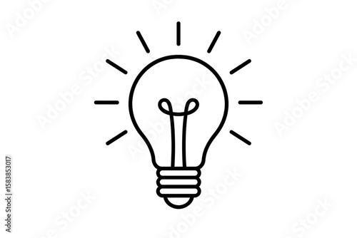 Light bulb line icon. Concept of a new idea, solution, inspiration, and creativity. Vector illustration of a shining lamp. Symbol for energy, innovation, and thinking.