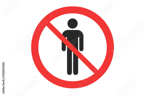 No Entry Prohibition Sign for Pedestrians, Stop Symbol with Human Figure, Red Circle and Diagonal Line, Vector Illustration, Safety Warning, Isolated Transparent Background