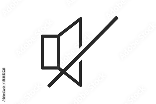 Mute Speaker Icon, Volume Off Symbol, Audio Silence Sign, No Sound Notification, Black Line Vector, Minimalist Mute Button, Isolated Transparent PNG, Printable Vector Illustration