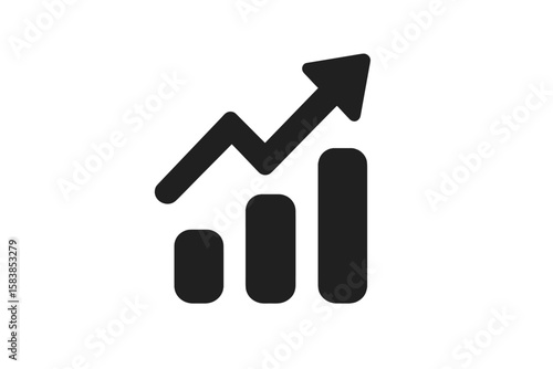 Growth chart vector icon. Business success graph symbol. Financial increase and profit arrow sign. Market trend and data analysis illustration. Investment progress concept.