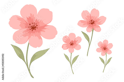 Wallpaper Mural Watercolor Pink Flowers Vector Set, Transparent Background, Hand-Painted Blossom Illustration, Multiple Sizes, Botanical Art, Floral Spring Clipart, Artistic Elegant Design Elements Torontodigital.ca