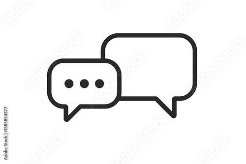 Chat bubble icon vector. Dialogue speech balloon sign. Communication symbol. Message talk silhouette. Social media comment. Forum conversation logo. Contact us button.