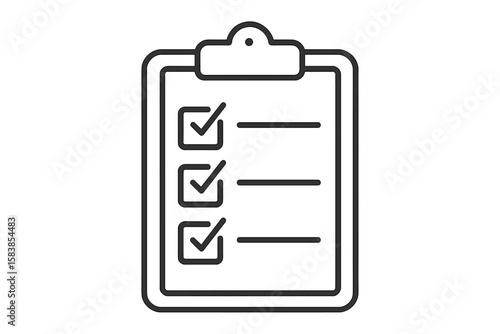 Checklist Line Icon with Clipboard, Form, and Survey Checklist Vector Illustration on Transparent Background, Transparent PNG and Vector Graphic
