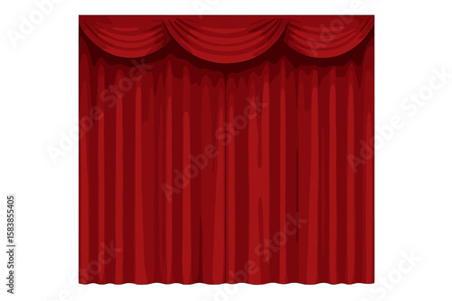 Realistic Red Theater Curtain Background, Closed Stage Drapes, Elegant Performance Banner, Transparent PNG Vector, Classic Cinema Opera Hall Mockup, Dramatic Show Event Illustration