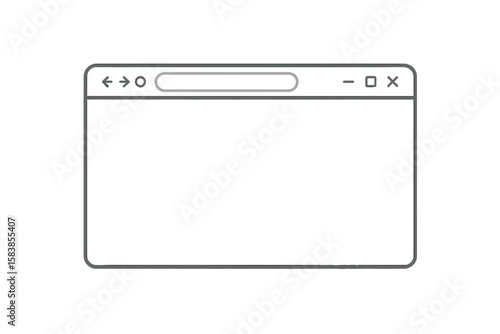 Minimalist Flat Design Web Browser Window Mockup, Simple Internet Browser Interface, Blank Browser Template, UI/UX Web Page Frame, Modern Digital Screen, Transparent Background, Editable Web Layout