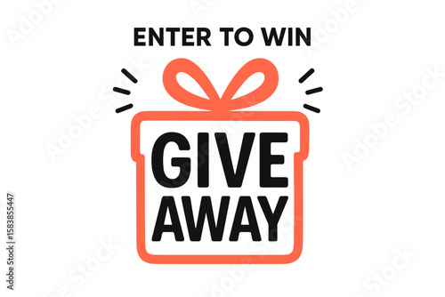 Giveaway Contest Social Media Banner Vector, Enter to Win Gift Box Illustration, Promotional Post Template for Online Marketing, Modern Typography, Prize Draw, Digital Advertising Campaign