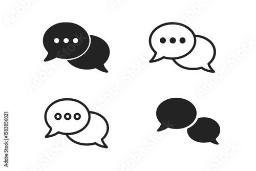 Chat Message Bubble Icons Set. Four Communication Speech Bubbles. Vector Talk Bubble Symbols for Messaging, SMS, Online Chat, Notification, Dialogue, Group Conversation, Social Media, Web Interface
