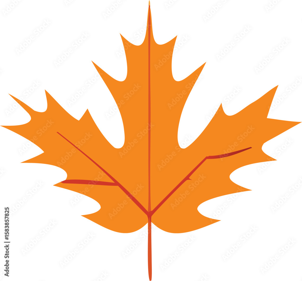 Obraz premium Orange autumn leaf with red veins vector