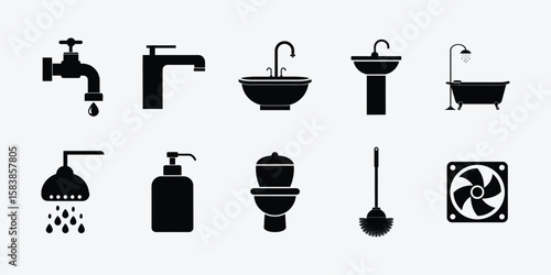 Vector Sanitary Ware Icons Collection Design
