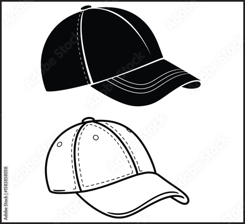 Black & White Cap Vector Set 
