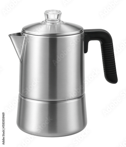 Aluminum coffee percolator with a transparent knob for brewing at campsites