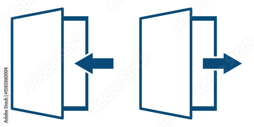 Login and logout icon, Sign In and Sign Out icon. entrance, exit icon sign. Open and close door symbol. Black exit and enter arrow, vector icon.