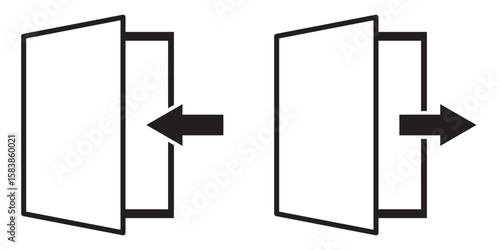 Login and logout icon, Sign In and Sign Out icon. entrance, exit icon sign. Open and close door symbol. Black exit and enter arrow, vector icon.