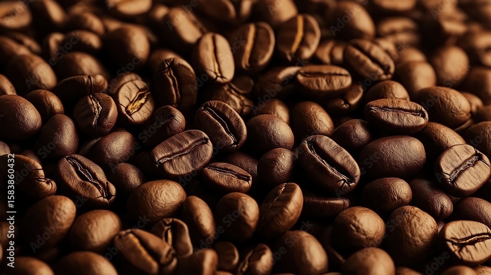Naklejka premium A rich textured background of roasted coffee beans, ideal for mobile phone wallpaper, showcasing depth, warmth, and natural tones for coffee lovers and digital designs.
