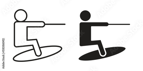 Wakeboarding icon vector illustration on a transparent background.