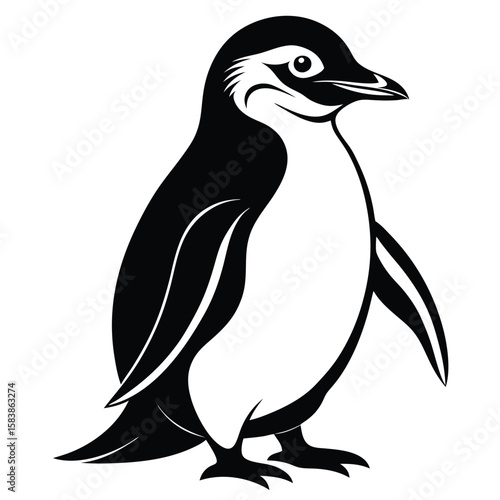 Monochrome Depiction of a Penguin Standing Tall in Striking Simplicity