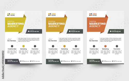 a bundle of 4 templates of different colors a4 flyer template, corporate business flyer template design set with blue, abstract business flyer and creative design. 