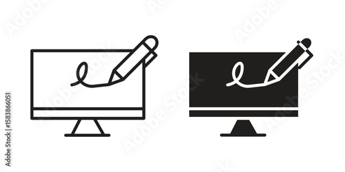 Electronic signature icon vector illustration on a transparent background.