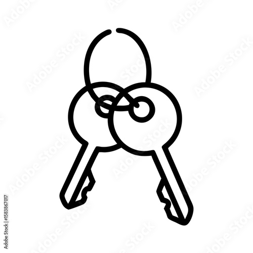 Two keys on a ring in minimalist line art style for housewarming  
