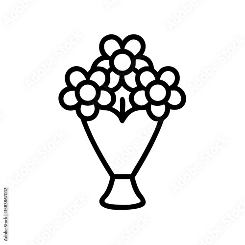 Bouquet of flowers in a vase as a housewarming gift icon  
