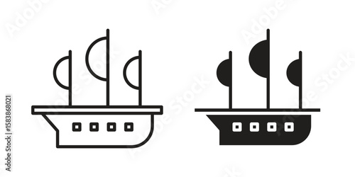 Caravel icon vector illustration on a transparent background.